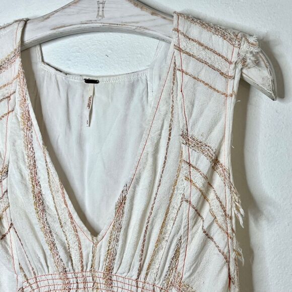 Free People Cactus Flower Mini Dress Size Small Boho Embroidered - Picture 5 of 8